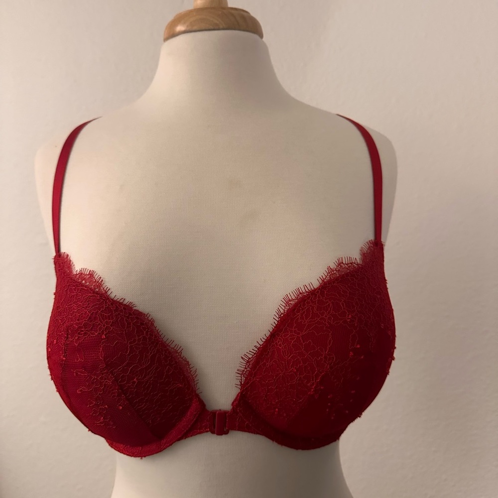 Victoria secret red lace push-up bra 32dd f70